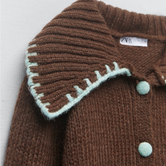 Zara | Knit Cardigan Contrast Stitching - Picture 9 of 13